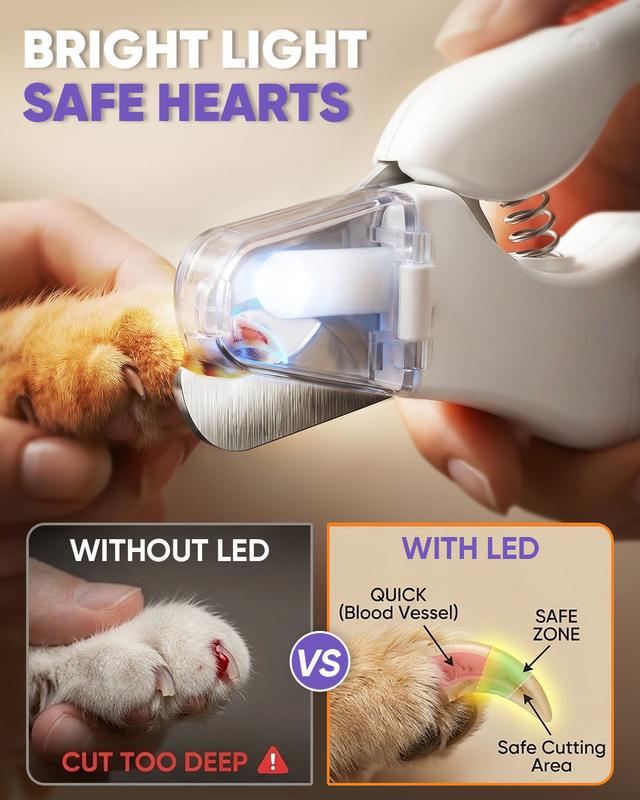 Catpick 2-in-1 Rechargeable Pet Grooming Paw Trimmer & Nail File Set with LED Light
