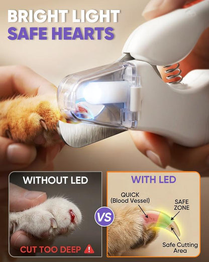 Catpick 2-in-1 Rechargeable Pet Grooming Paw Trimmer & Nail File Set with LED Light